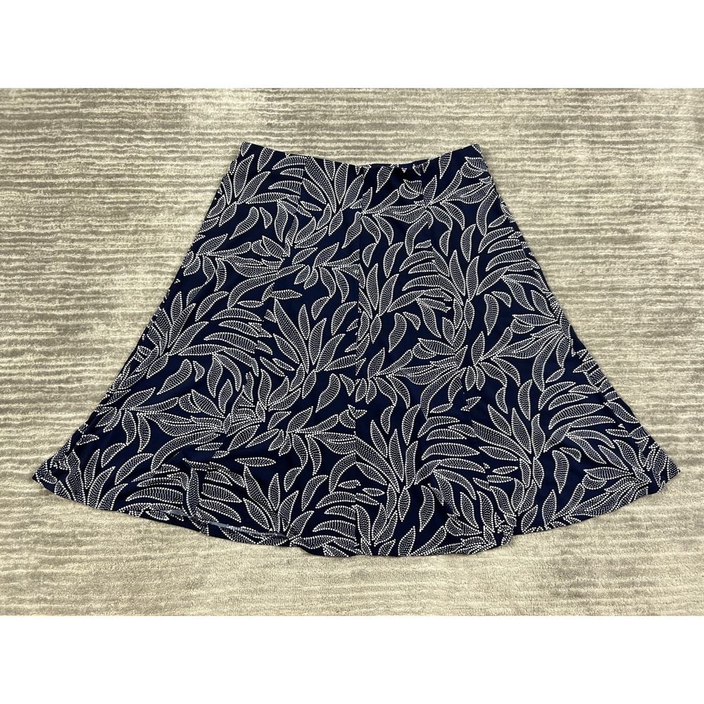Roz & Ali Skirt Womens‎ Medium Blue Pull On Elastic Waist Polyester Blend
